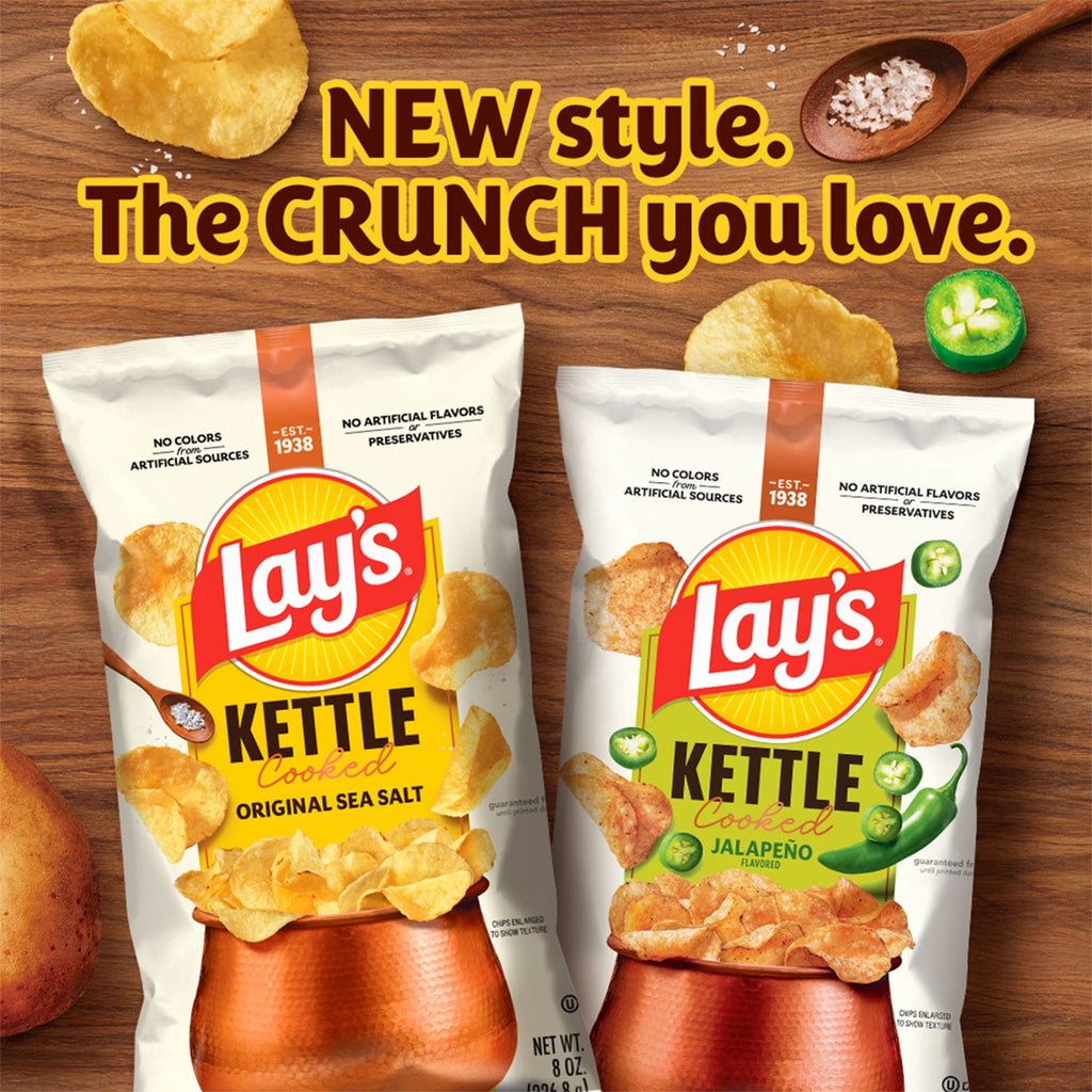 Lay’s Jalapeno Kettle Cooked Potato Chips Bag, 8 oz​