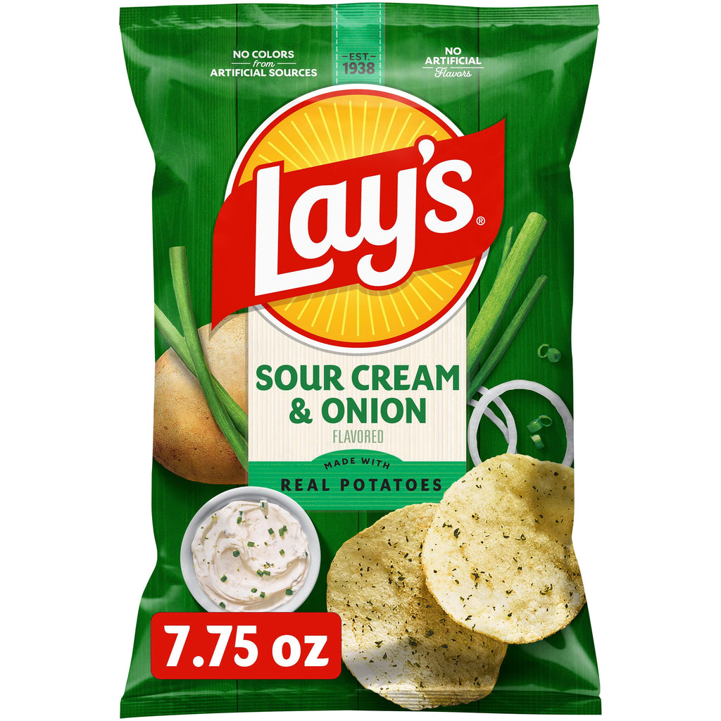 Lay's Sour Cream & Onion Flavor Potato Chips, 7.75 oz Bag