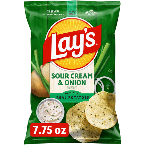 Lay's Sour Cream & Onion Flavor Potato Chips, 7.75 oz Bag