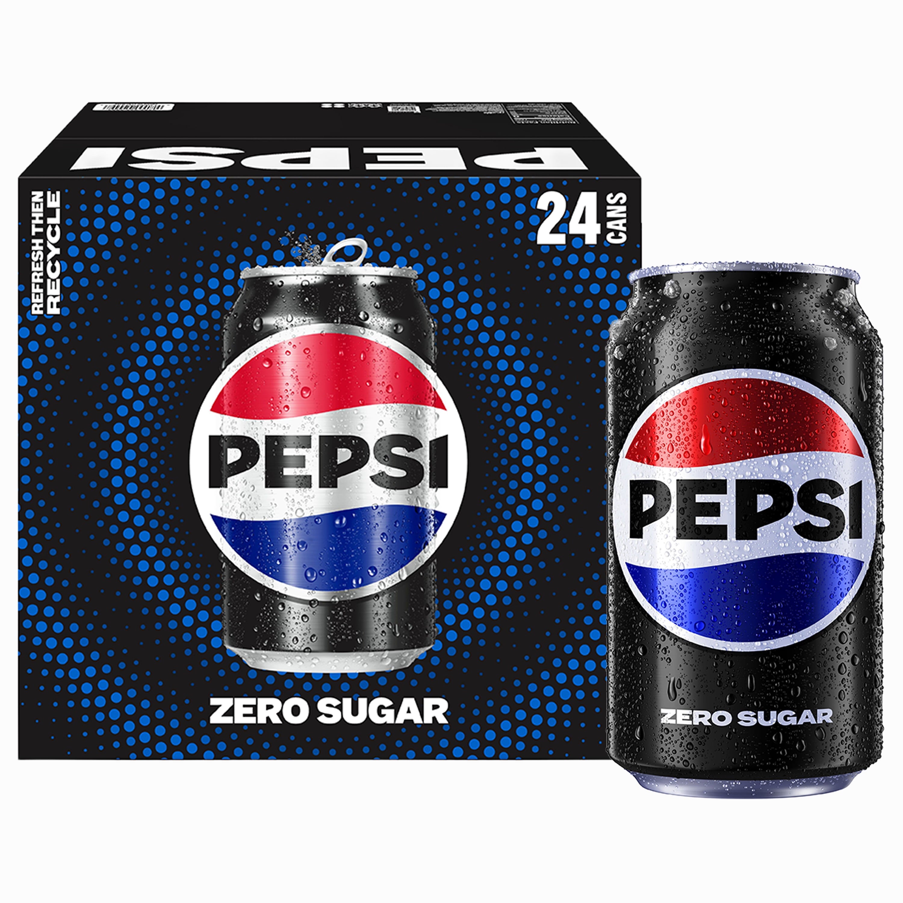 Pepsi Zero Sugar Cola Soda Pop, 12 fl oz, 24 Count