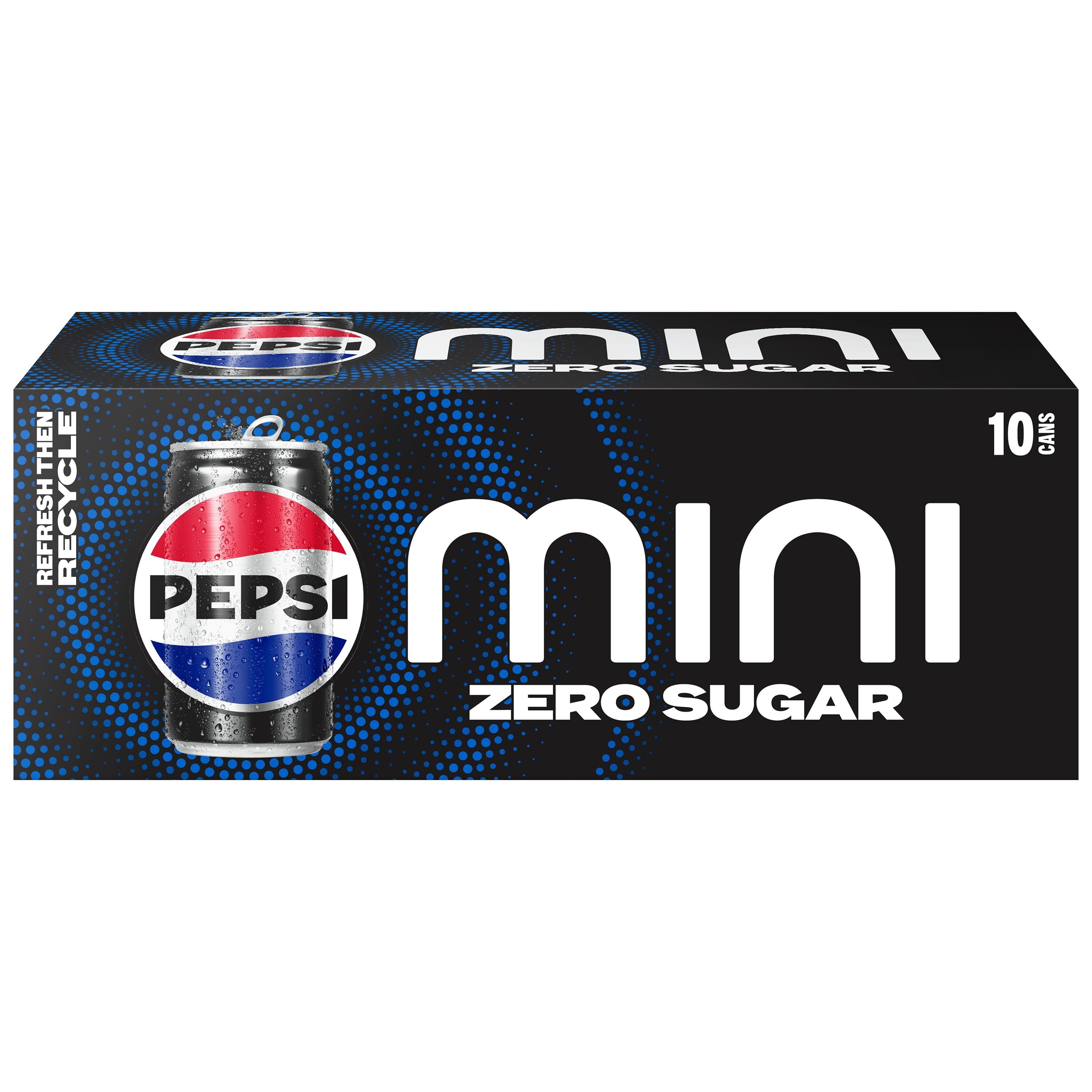Pepsi Cola Zero Sugar Soda Pop, 7.5 fl oz, 10 Pack Mini Cans