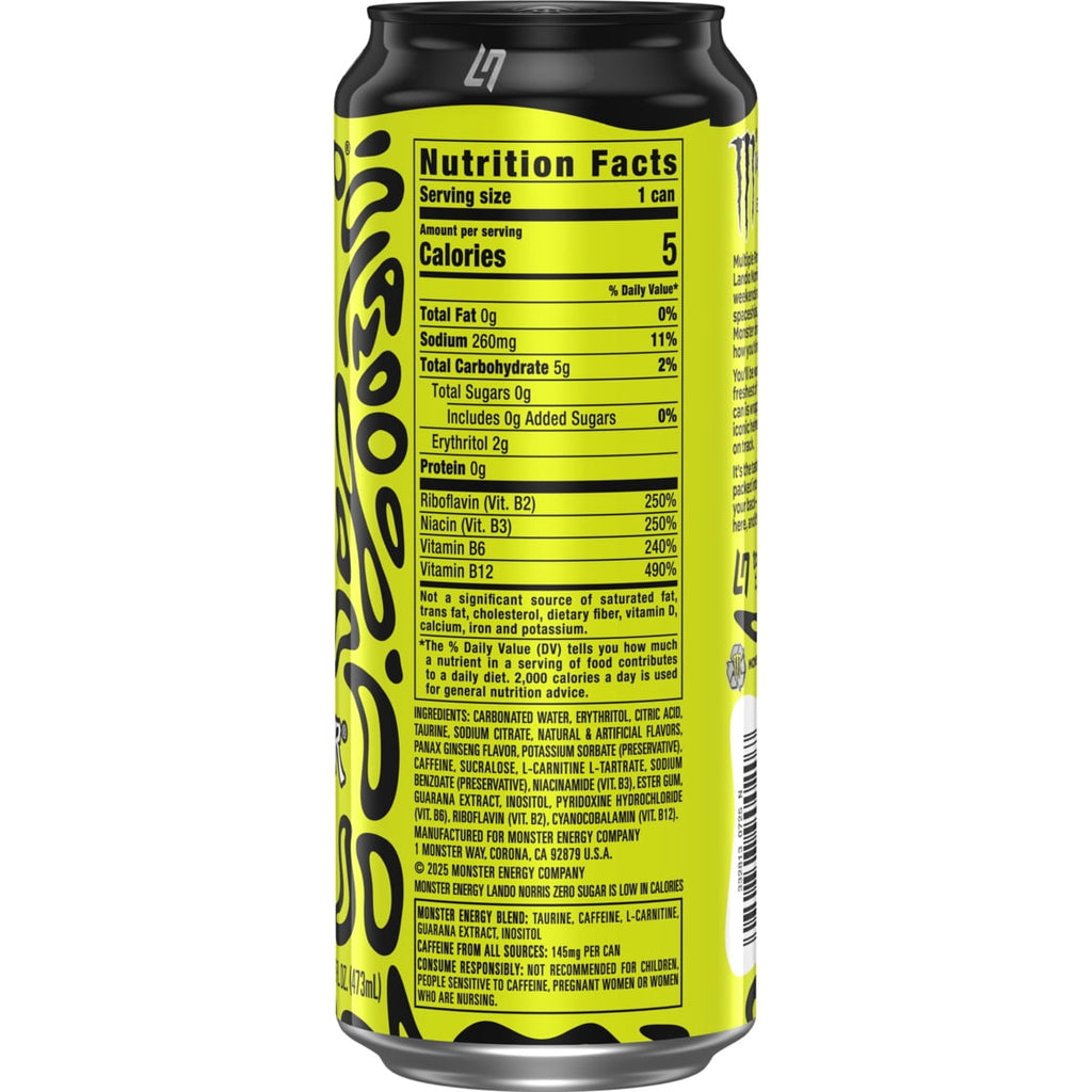 Monster Energy, Lando Norris, Sugar Free Energy Drink, 16 fl oz, Can