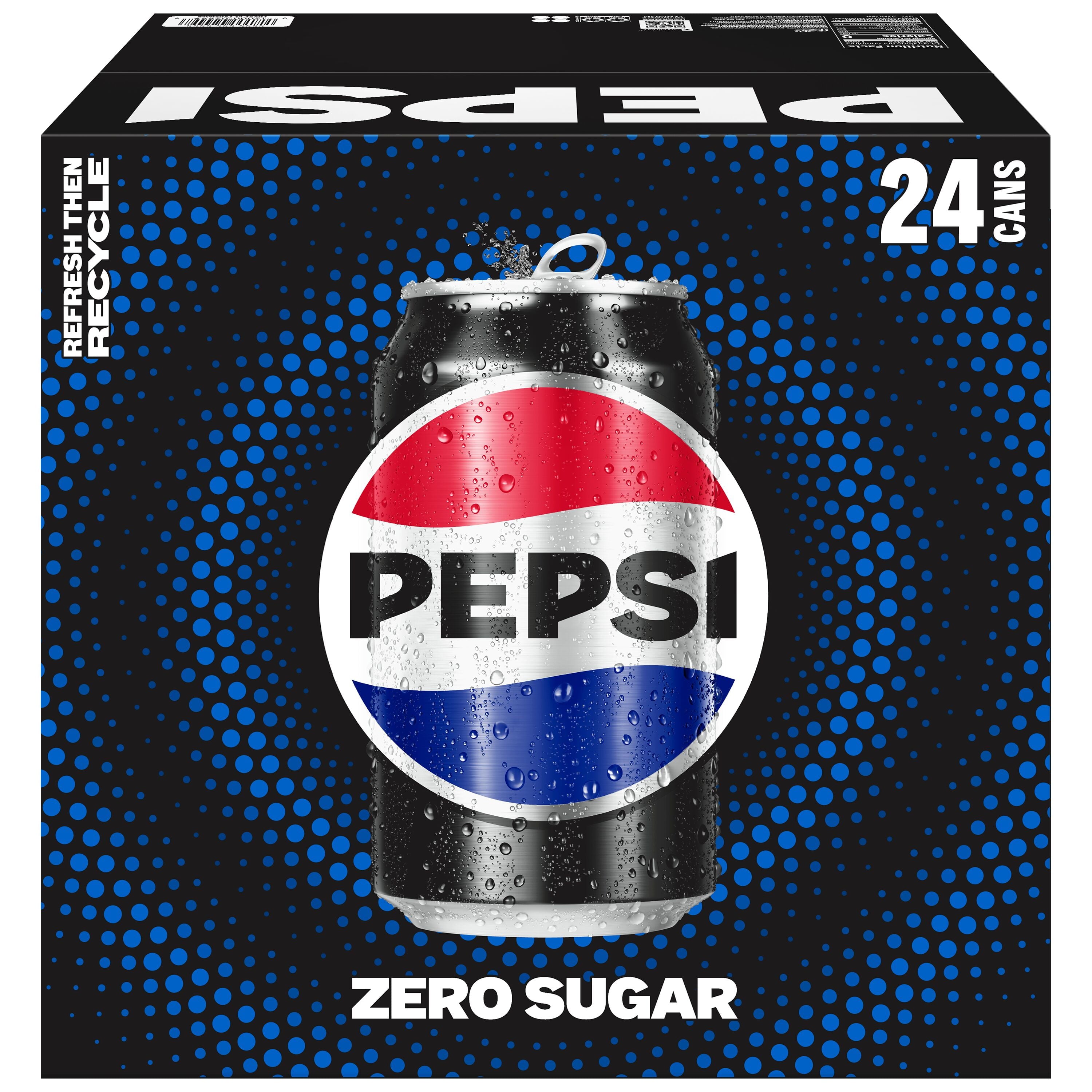 Pepsi Zero Sugar Cola Soda Pop, 12 fl oz, 24 Count